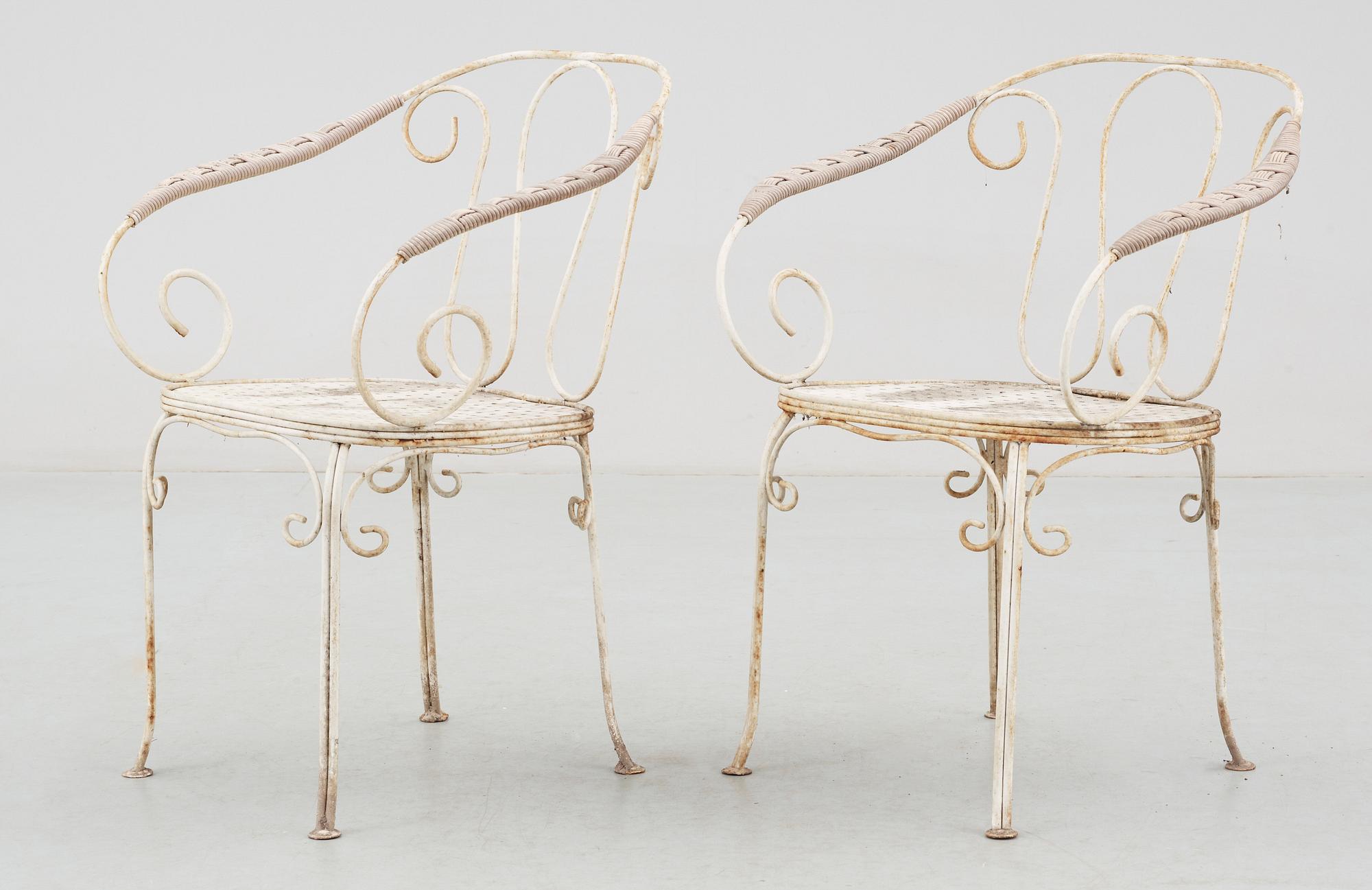 TRÄDGÅRDSSTOLAR, ett par, 1930/40-tal.