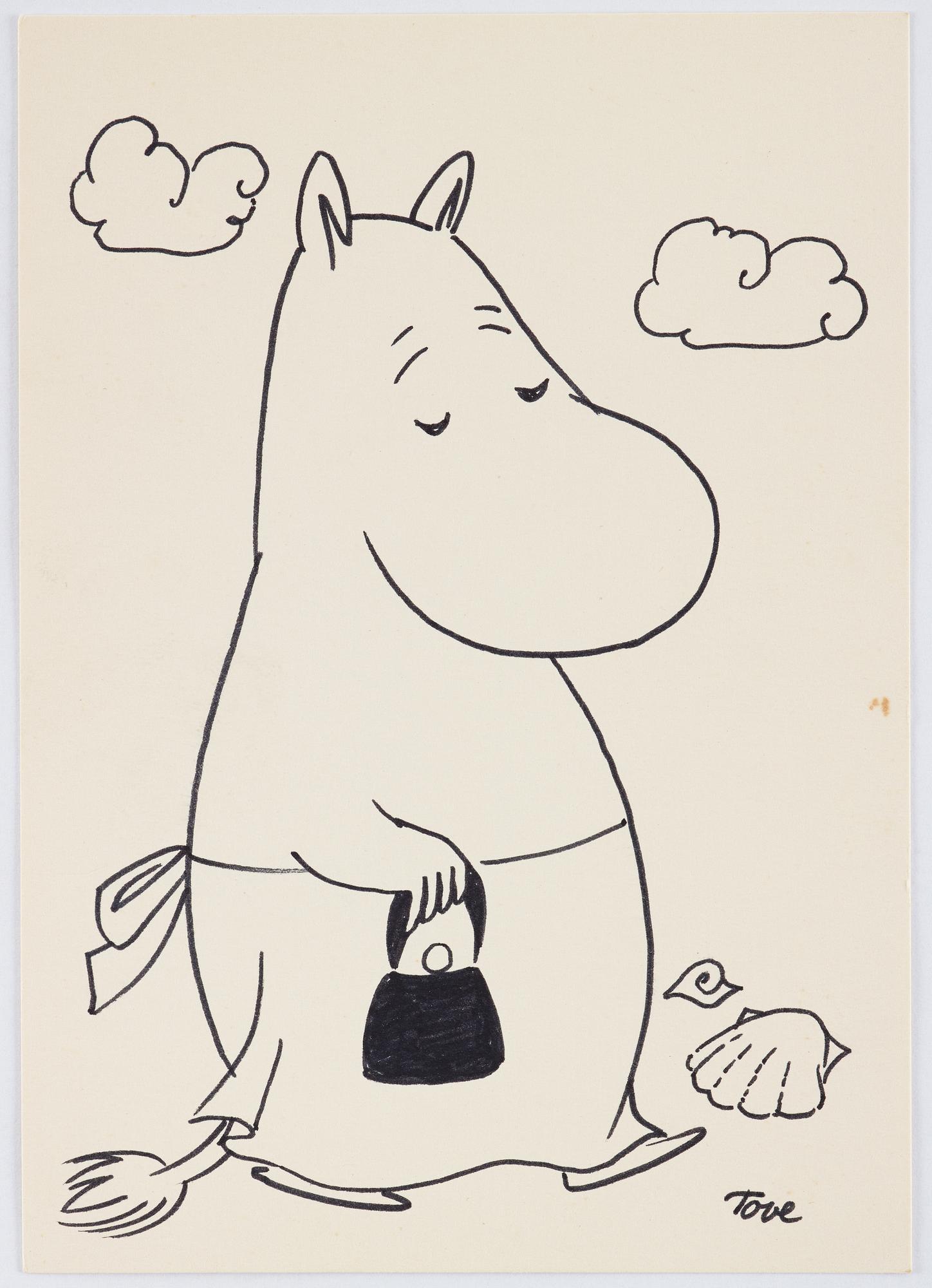 Tove Jansson, indian ink drawing, signed Tove.