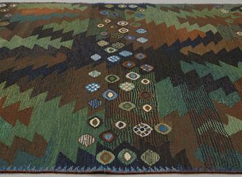 Barbro Nilsson, MATTO, "Tånga brun och grön", flat weave, ca 228 x 169,5 cm, signed AB MMF BN.