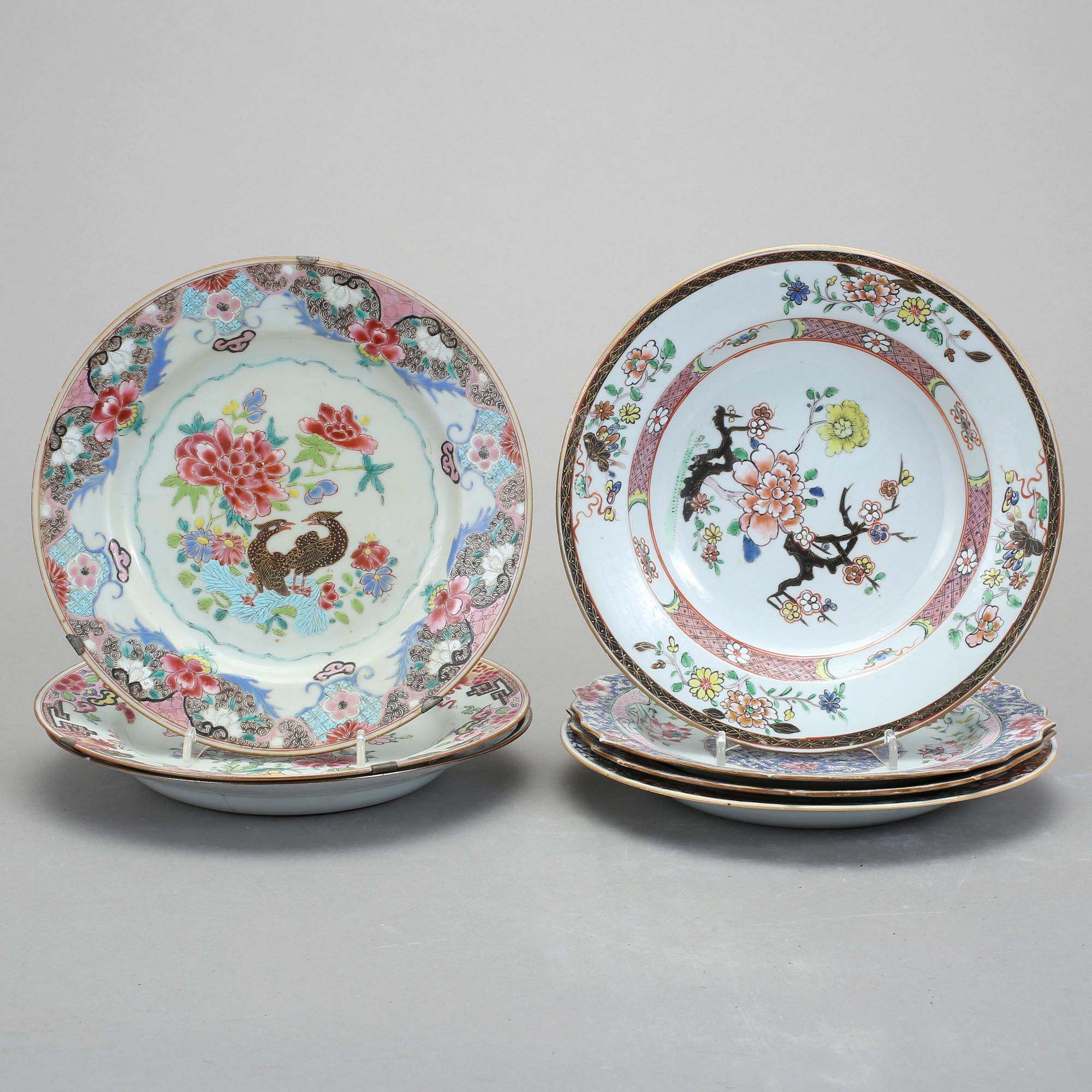 TALLRIKAR, 7 stycken. Porslin. Chien-Lung, Kina, 1736-1795.