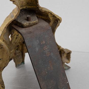 A pair of Louis XVI-style bronze andirons, France, later part of the 19th century.