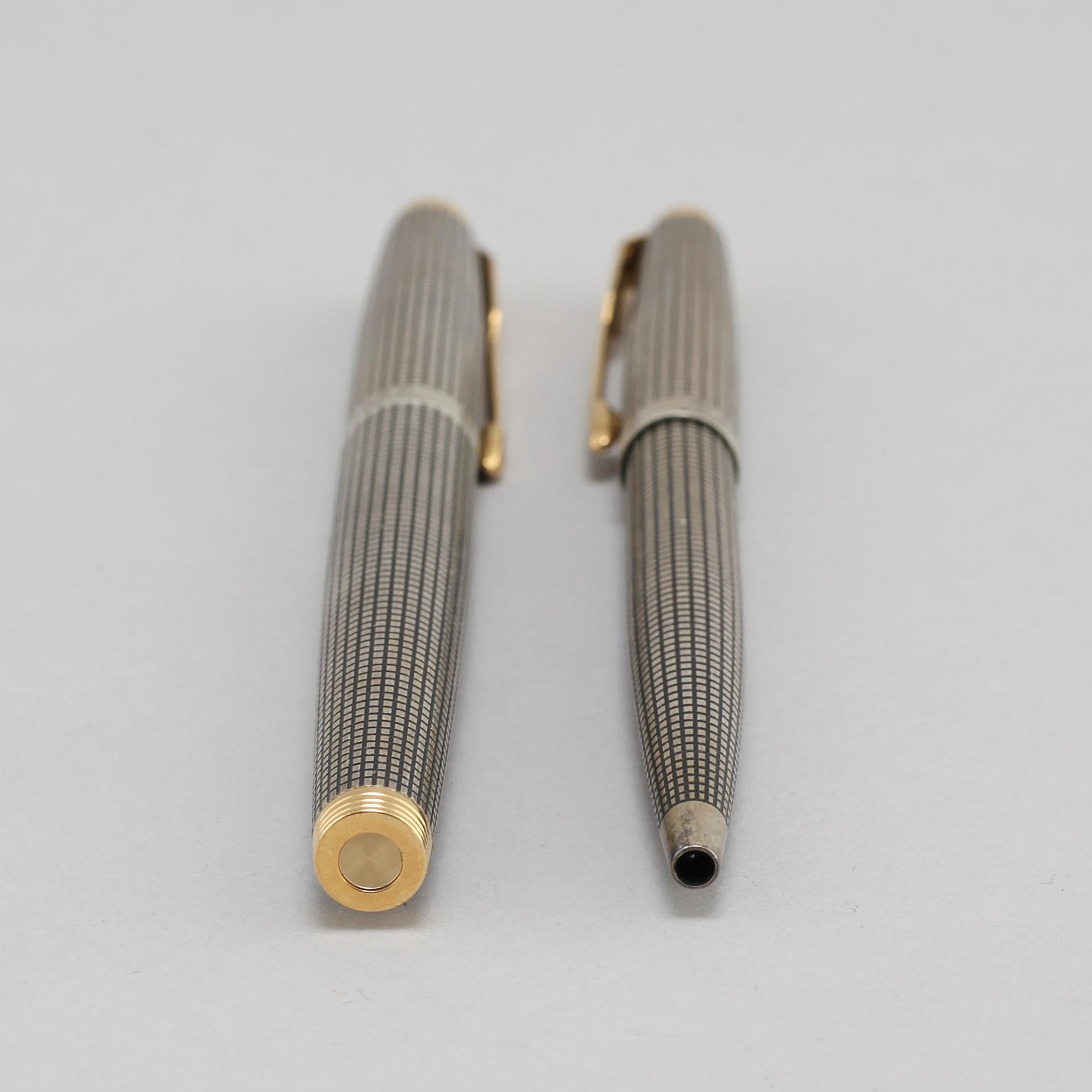 A sterling silver fountain pen and ball point pen by Parker, second half of the 20th century.