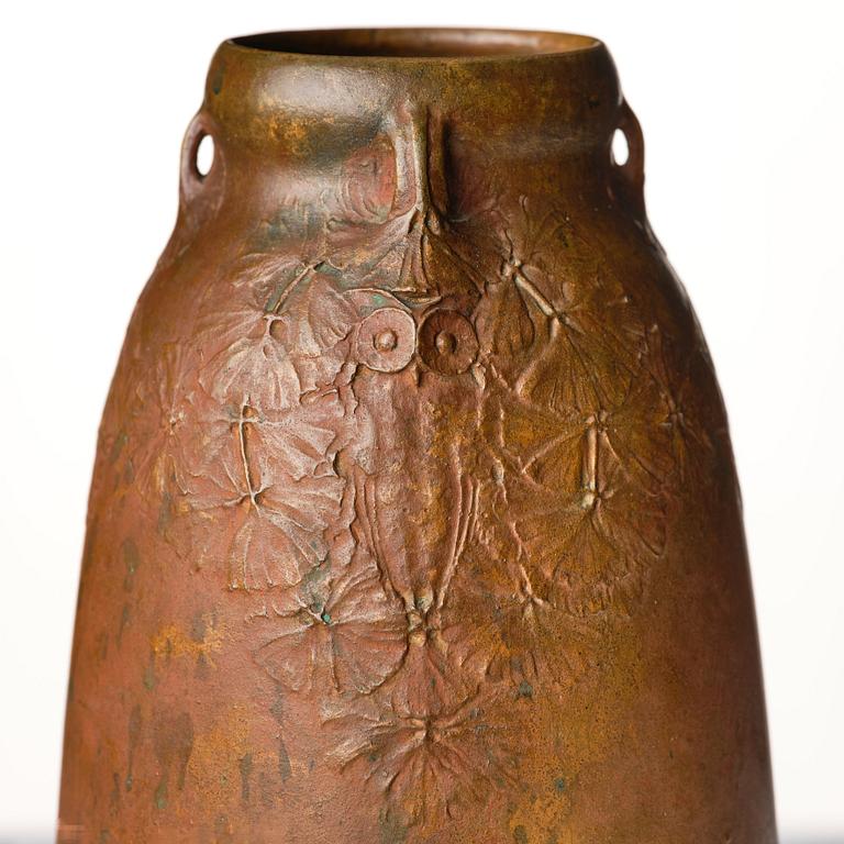 Hugo Elmqvist, an Art Nouveau patinated bronze vase, Stockholm early 1900's.