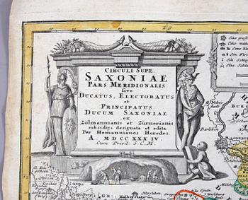 KARTOR, 2 st,  J B Homann, 1700-talets första hälft.