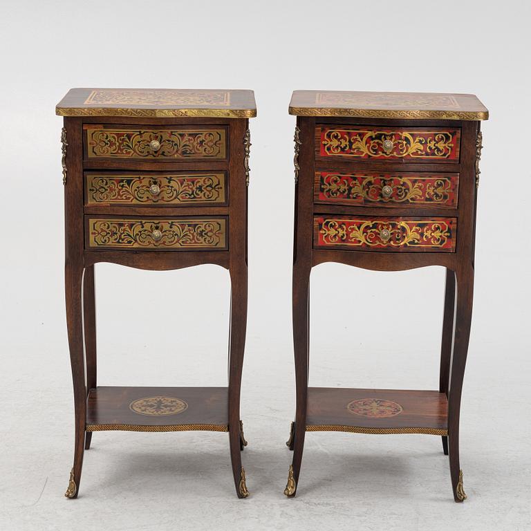 Chests of drawers, a pair, Boulle-Style, third quarter of the 20th Century.