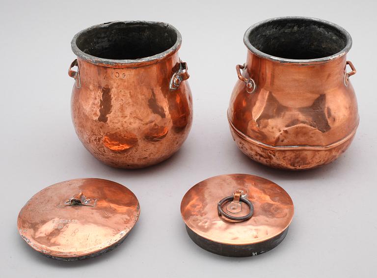 MATKÄRL, 2 st, koppar, 1800-talets andra hälft.