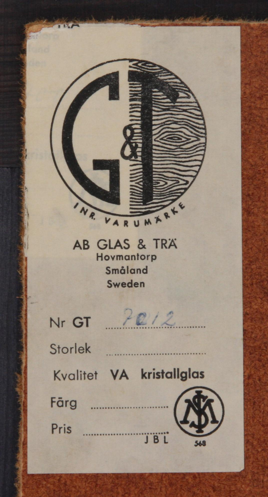 SPEGEL, Eva Wrangel och Lars-Göran Nilsson, tillskr, etikettmärkt Hovmantorp.