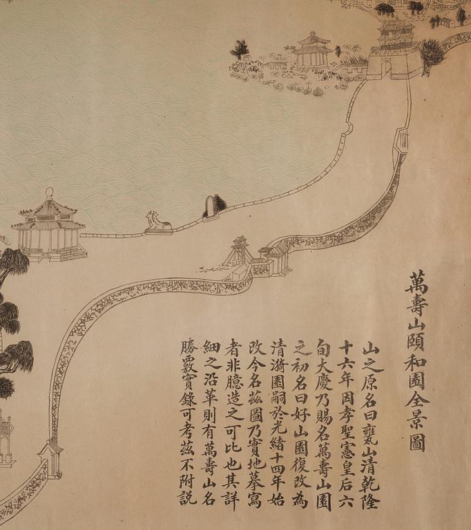 A print of map over the Summer Palace, Qing dynasty.