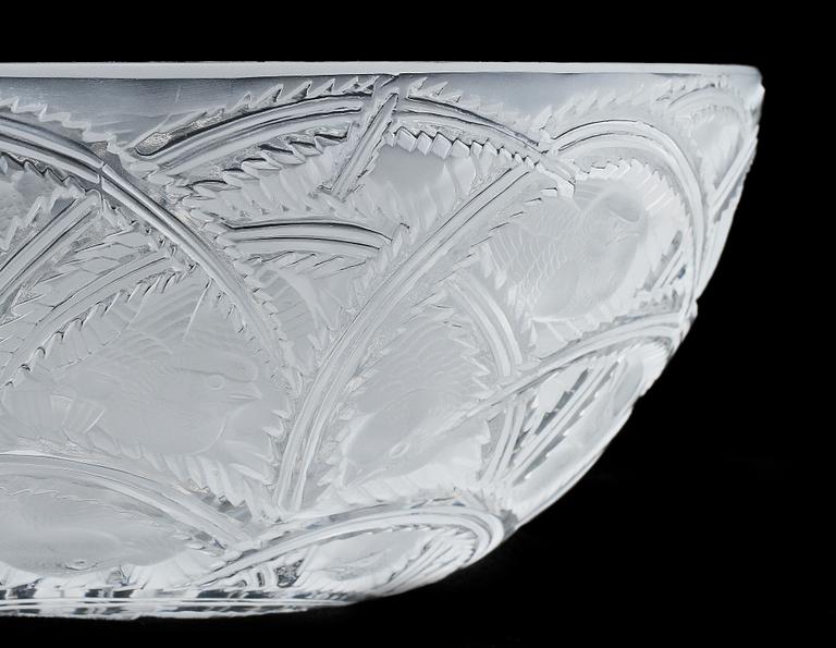 SKÅLAR, ett par, glas, "Finches", Lalique, sign "Lalique France".