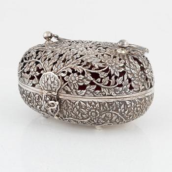 A Sterling Silver Casket, Thailand.