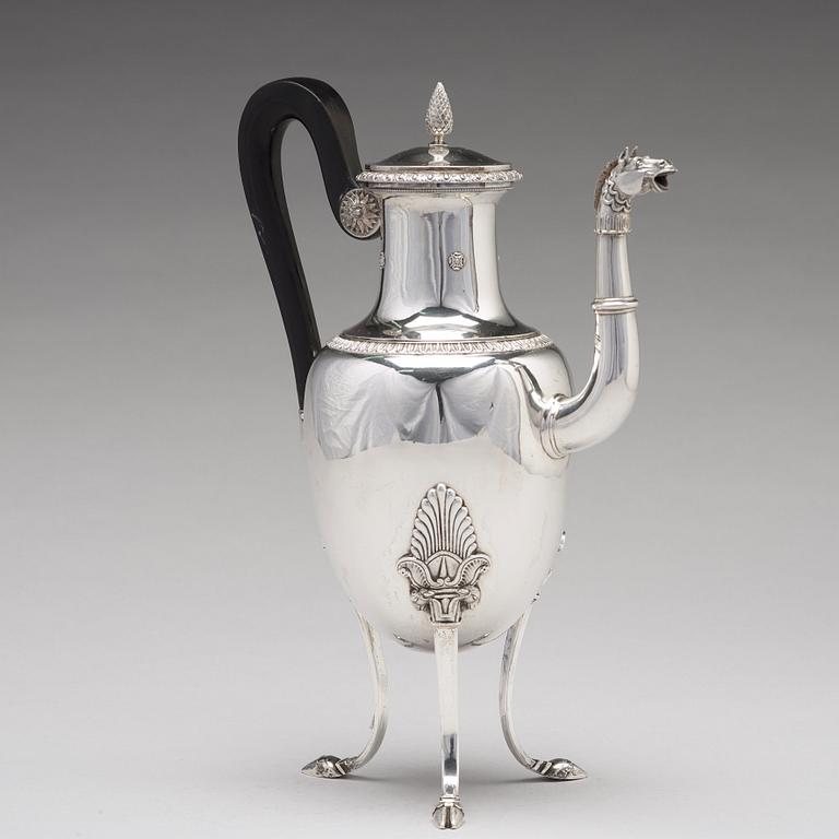 A Swedish 19th century silver coffee-pot, mark of Adolf Zethelius, Stockholm 1824.