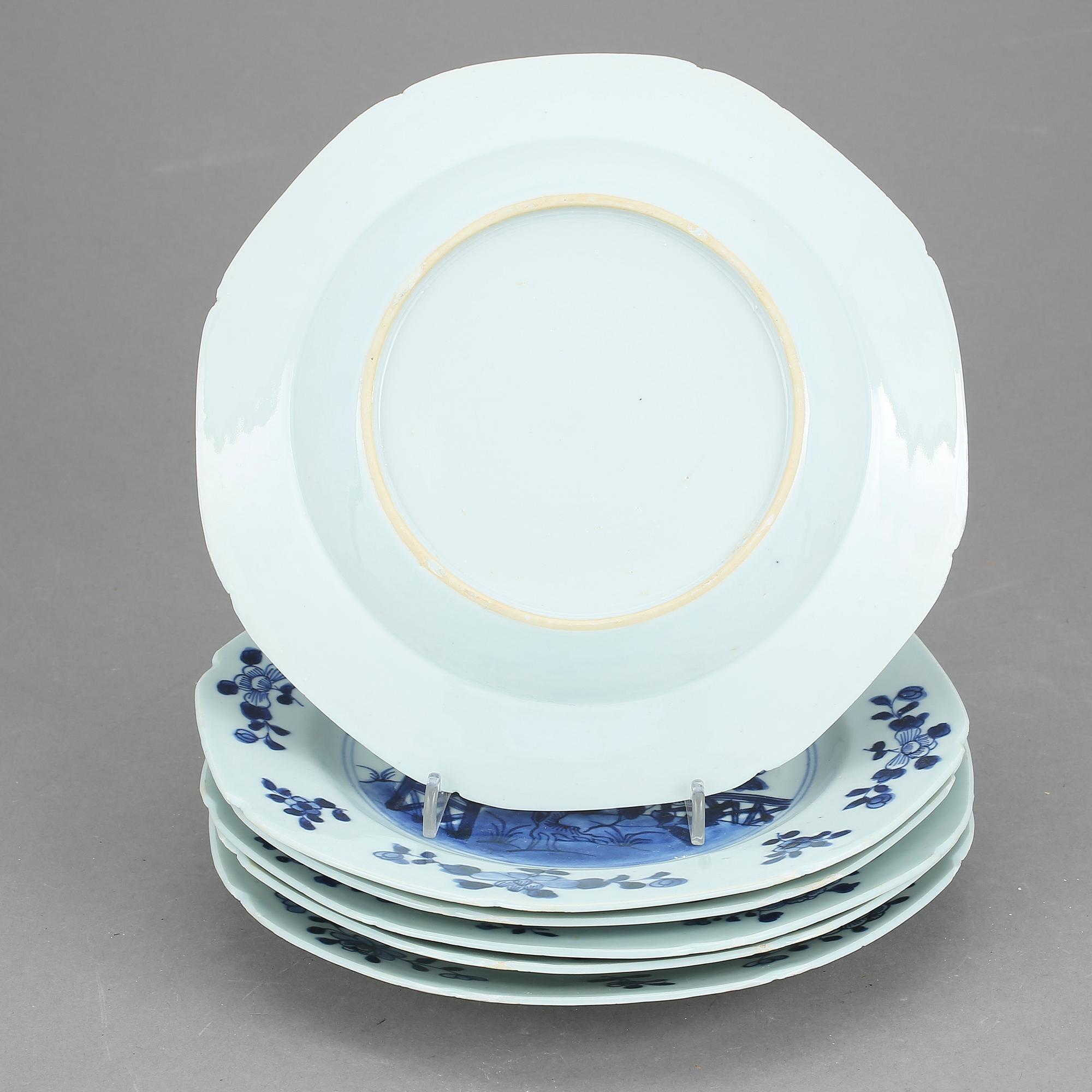 TALLRIKAR, 6 st, porslin, Kina, 1700-tal.