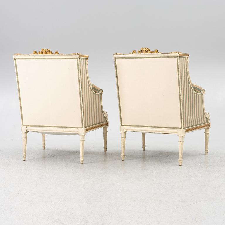 Fåtöljer,ett par,  Louis XVI-stil, 1900-talets början.