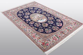 Matta Isfahan, part silk, ca 206 x 142 cm Signerad: hussien Rahimi.