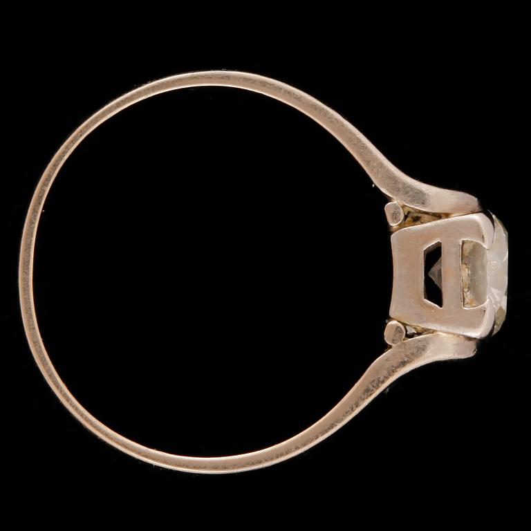 RING, 18k vitguld med briljantslipad diamant ca0,96ct enligt gravyr. Hellström & Åhrling, Stockholm, 1960. Vikt ca5g.