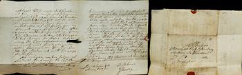 THREE 18TH CENTURY LETTERS AND DOCUMENT.