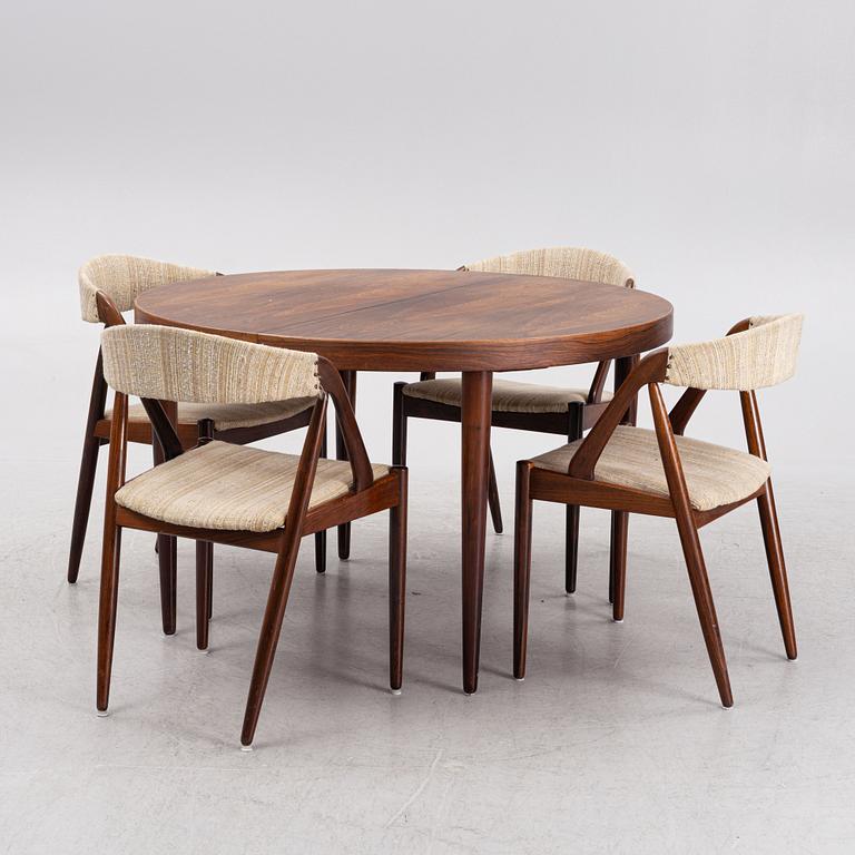 Kai Kristiansen, a set of four 'Pige' chairs and a dining table, Denmark, 1960's.