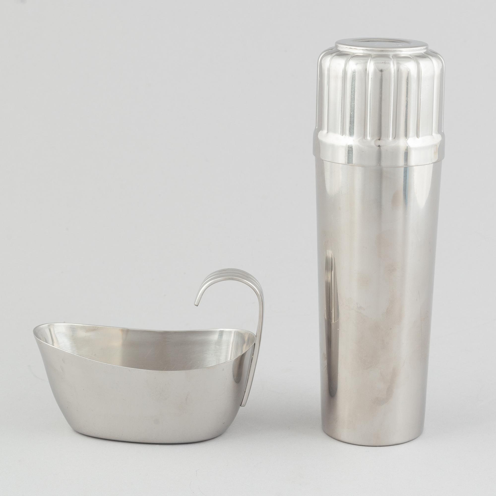 Folke Arström, besticksservis, 92 delar, samt bricka, såssnipa och shacker, rostfritt stål, "Thebe", Gense.