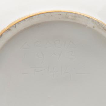 A porcelain bowl signed Arabia 1943 F.H.K.