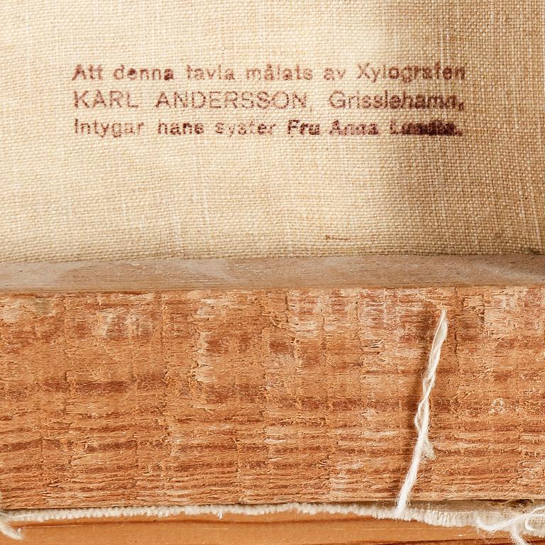 KARL "XYLOGRAFEN"ANDERSSON, olja på duk. Intygad a tergo på stämpel.