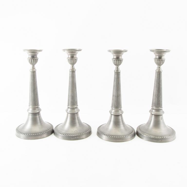 Berndt Oscar Santesson, candlesticks 4 pcs late 19th century tin.