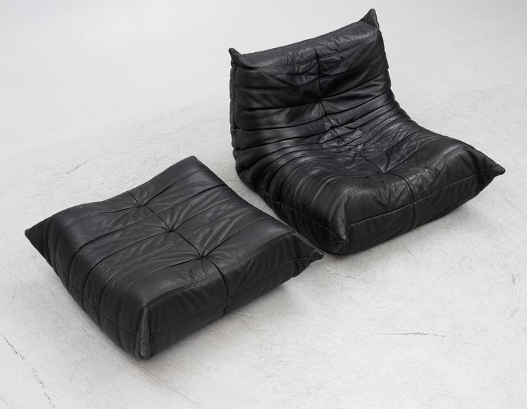 Michel Ducaroy, fåtölj med fotpall, "Togo", Ligne Roset, Frankrike, 2000-tal.