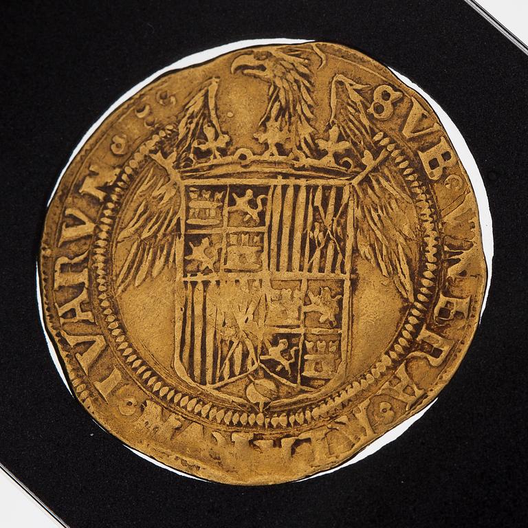 Coin, 2 ducats, Ferdinand V and Isabella I, gold 99%.