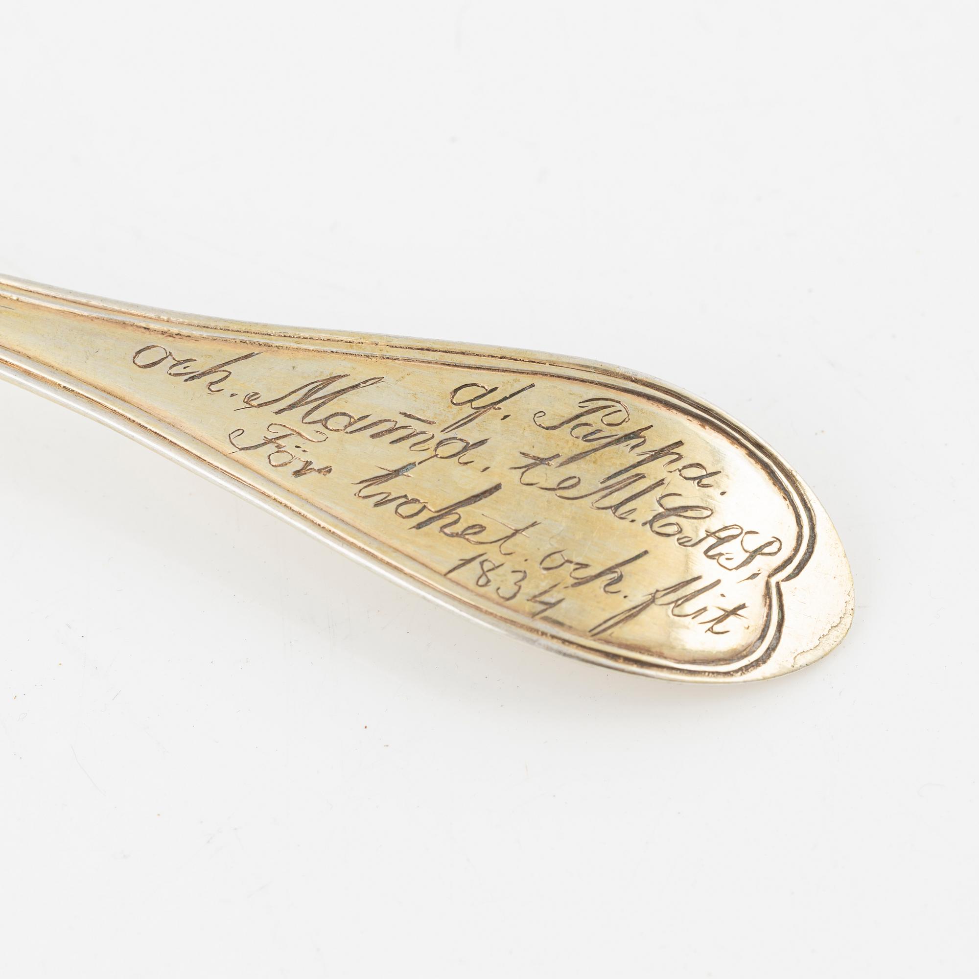 A silvert-gilt spoon, mark of Carl Tengstedt, Gothenburg 1834.