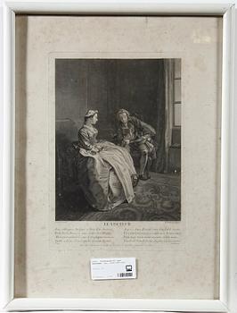 TUSCHLAVERING samt GRAVYRER, 3 delar 1700/1800-tal.