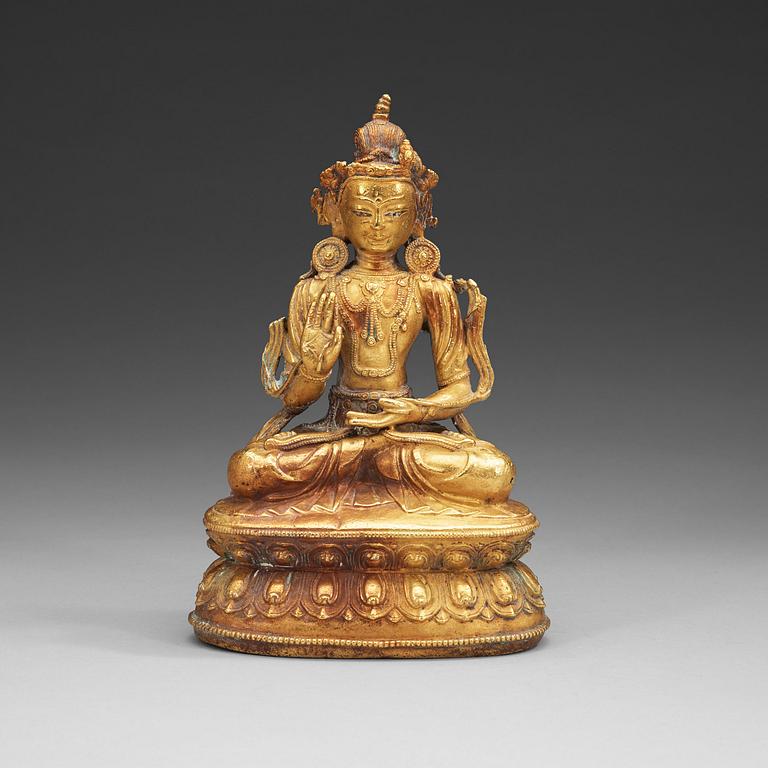 BODHISATTVA, förgylld kopparlegering. Tibet, omkring år 1900.
