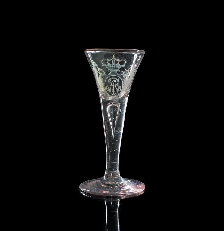 An engraved German wine goblet, second half of 18th Century.