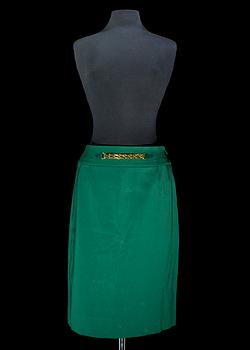 A green wool skirt by Celine.