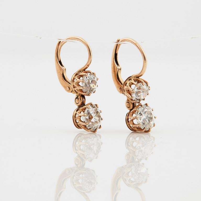 A pair of old cut diamond earrings.