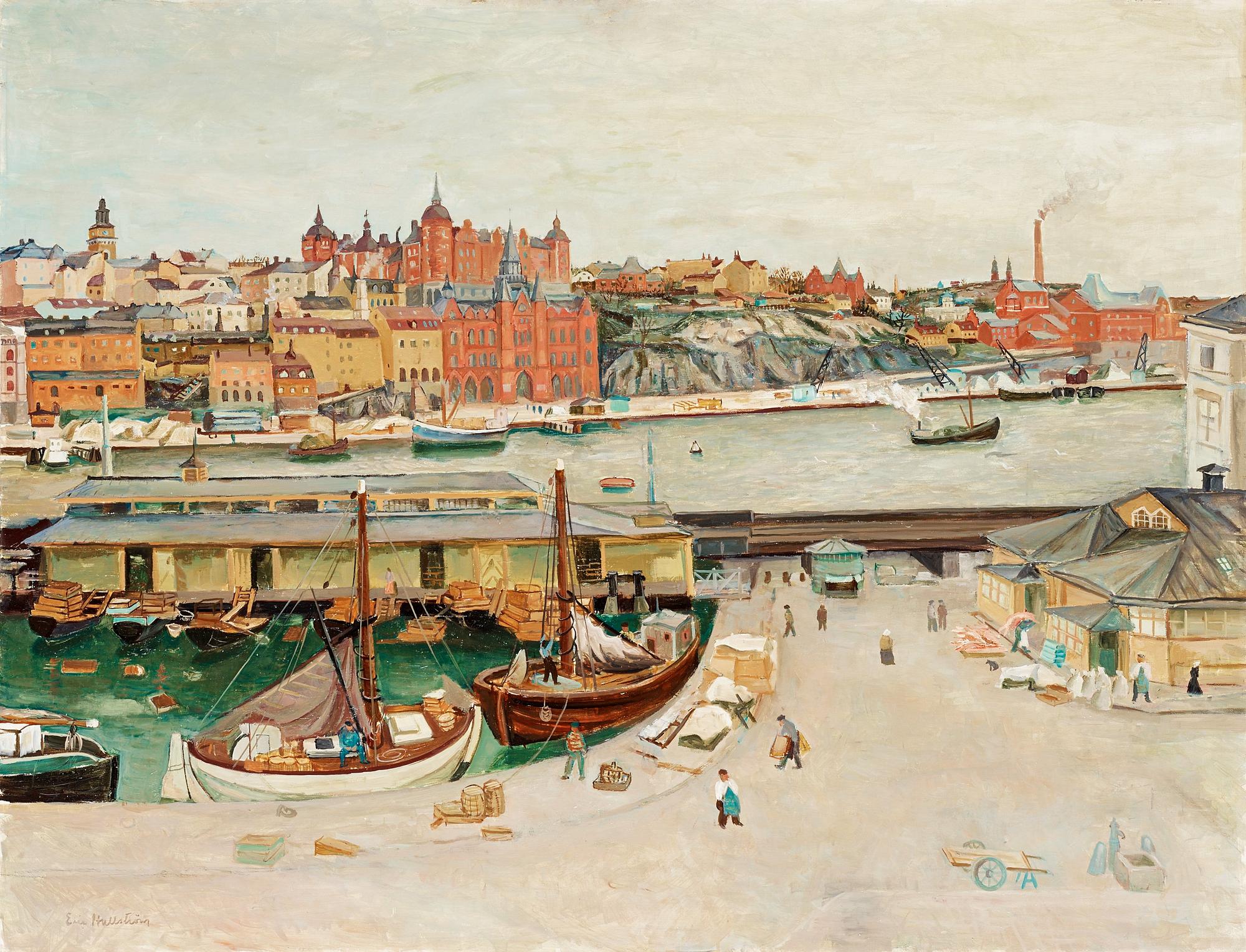 Eric Hallström, Utsikt mot Södermalm och Södra bergen från Mälartorget.