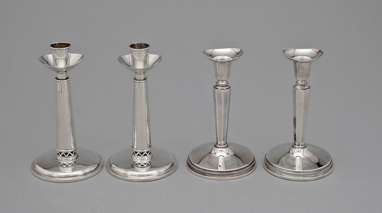 LJUSSTAKAR, 4 st, silver, bland annat Tenn och Silver, Västra Frölunda, 1969.