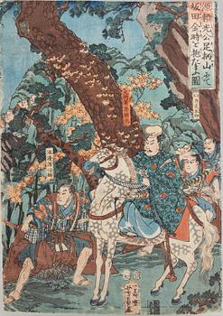 UTAGAWA KUNIYOSHI (1797/98-1861), färg träsnitt, Japan, 1800-tal.