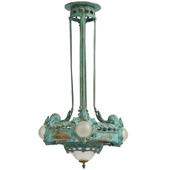 128. Emy Wahlström, an Art Nouveau chandelier model "5024", Arvid Böhlmarks Lampfabrik, Stockholm, 1910s.
