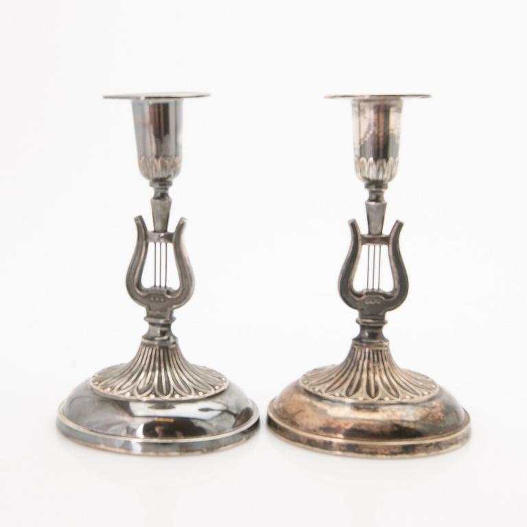Candlesticks, a pair, Empire style, silver, Ceson Guldvaru Ab, Gothenburg, 1956.