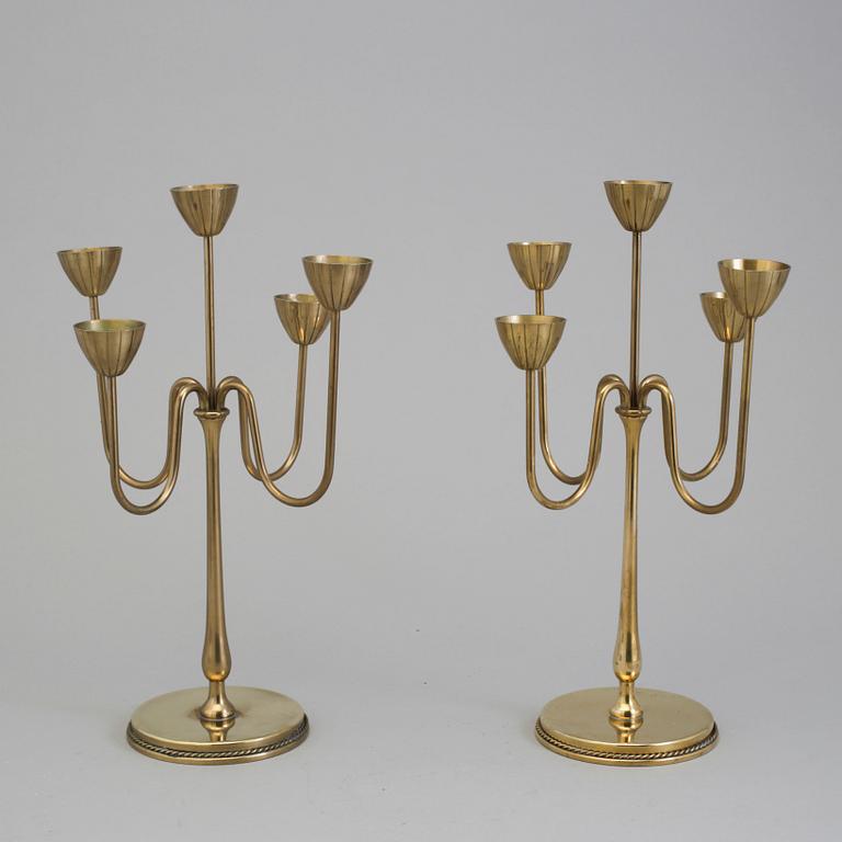 GUNNAR ANDER, kandelabrar, ett par, mässing, Ystad-Metall.