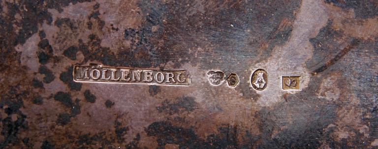 SOCKERSKRIN, silver, gustaviansk stil, Möllenborg 1918.