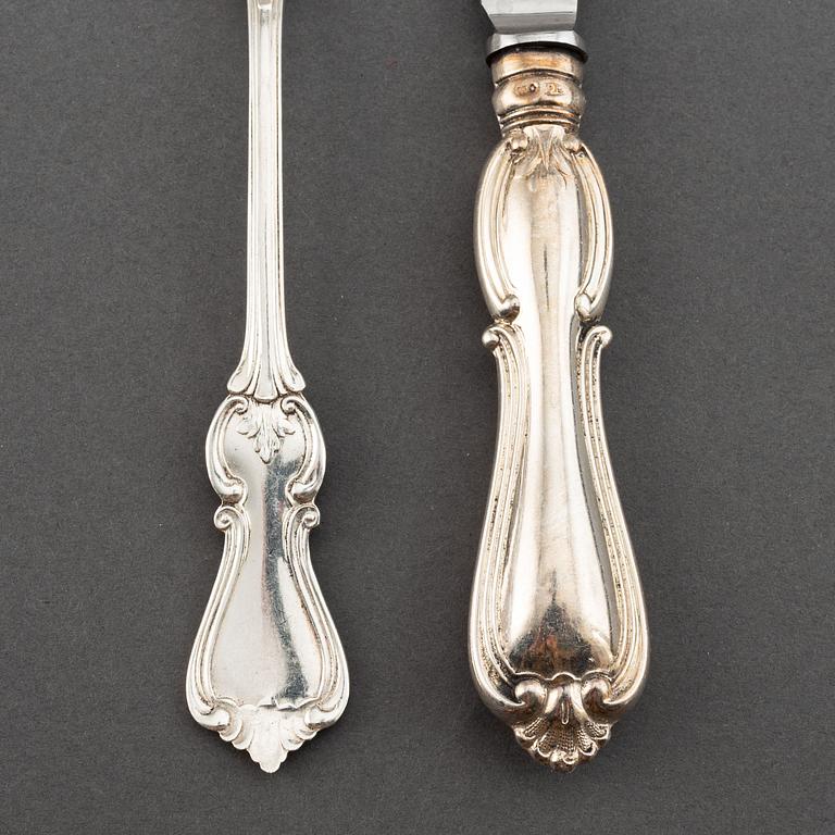 Bestickservis, 91 delar, modell Olga, silver, GAB, Stockholm/Eskilstuna, 1954-93.