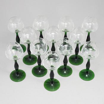 A group of 12 wine glasses, Swden, 20th Century.