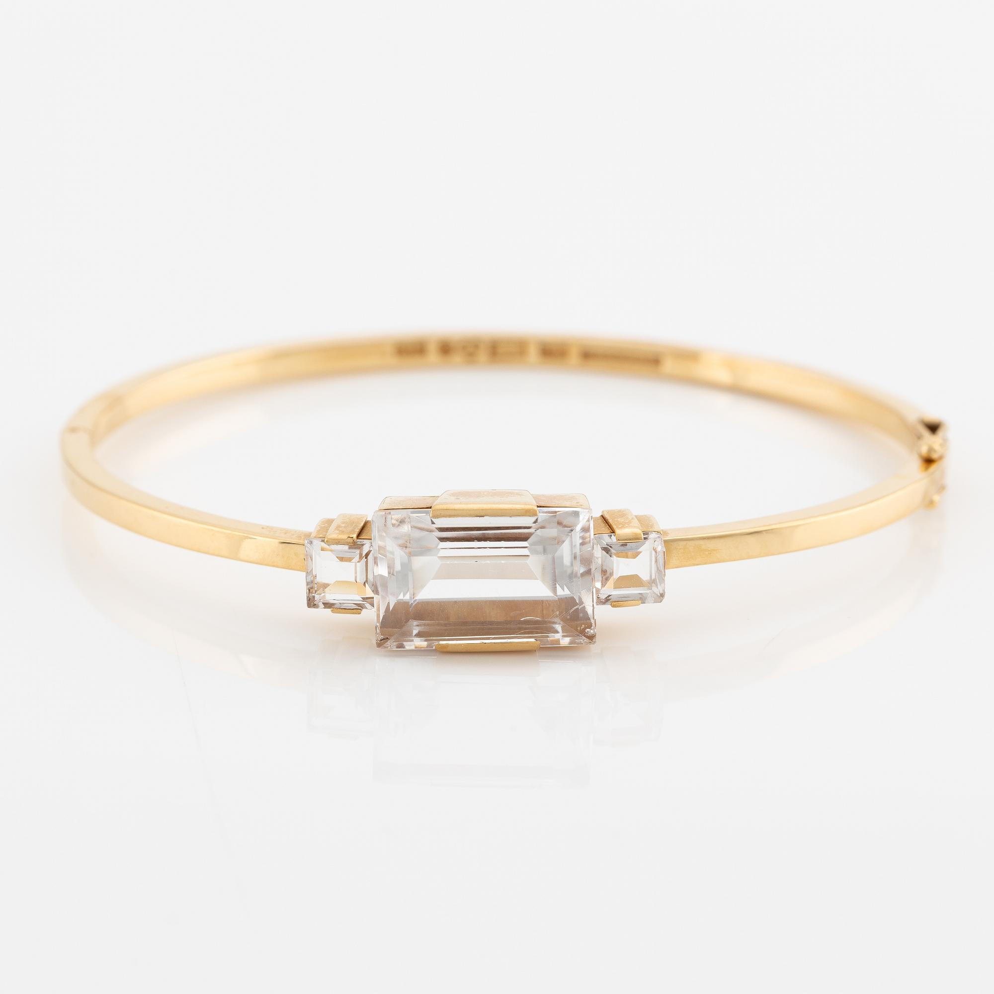 Bracelet 18K gold with step-cut rock crystal, Stigbert.