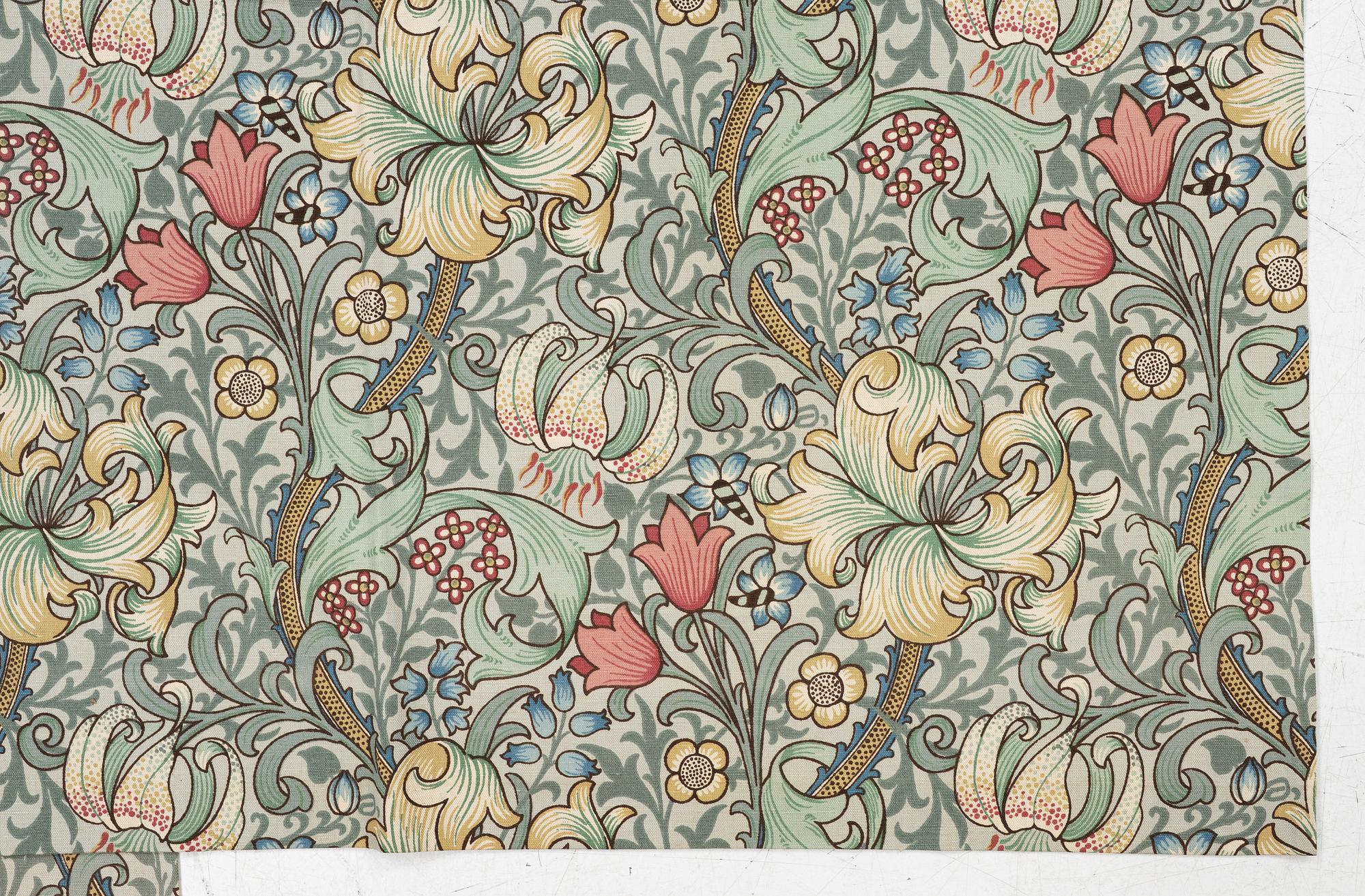 John Henry Dearle, curtains, 6 pcs, "Golden Lily", William Morris Collection, Sanderson, England.