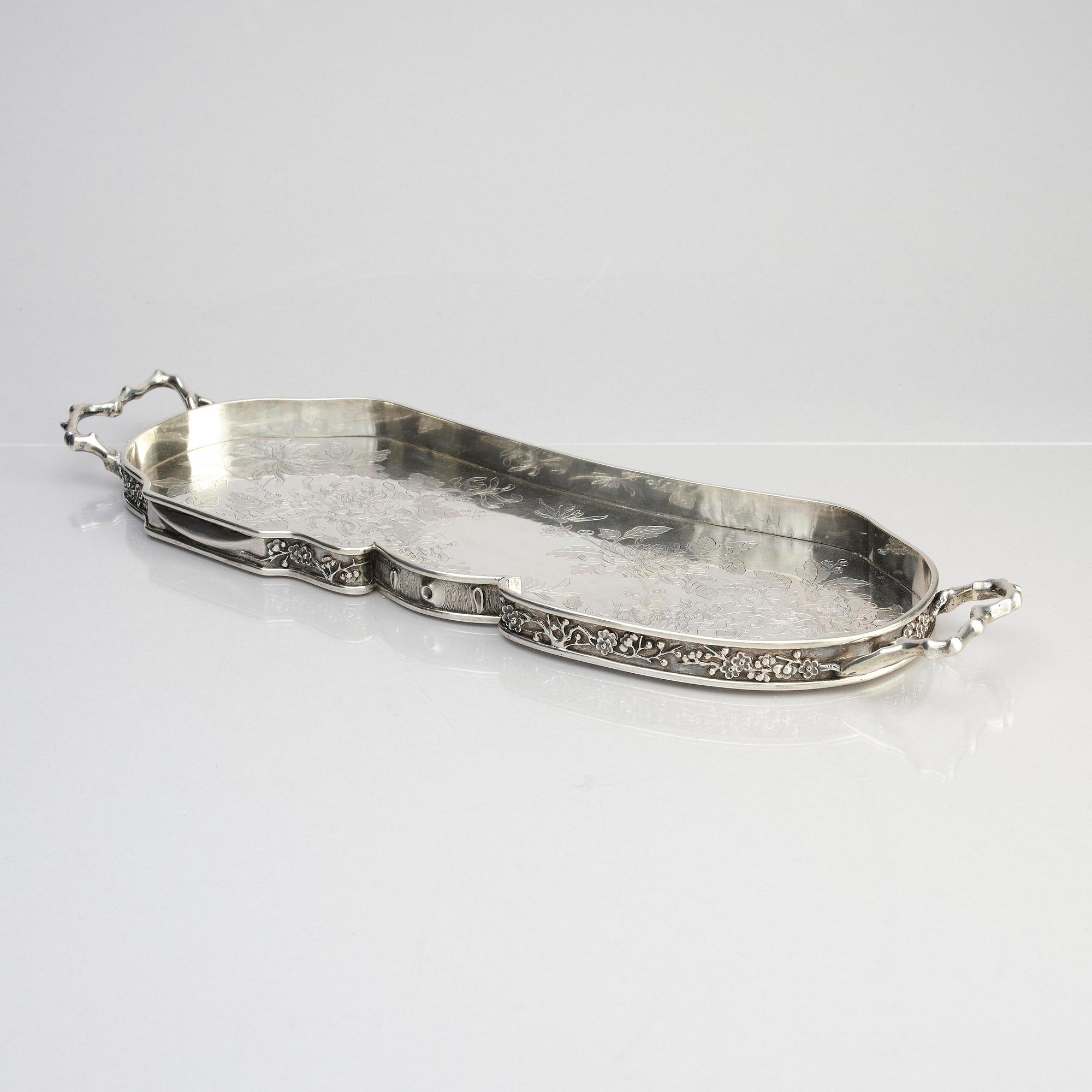 Teservis, fyra delar, silver. Hung Chong & Co, Shanghai, 1900-tal.