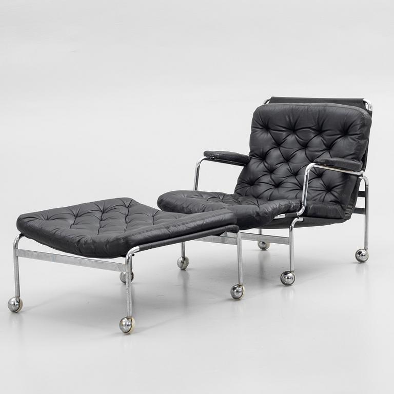 Bruno Mathsson, Armchair with footstool, "Karin 73", DUX, later part of the 20th century.