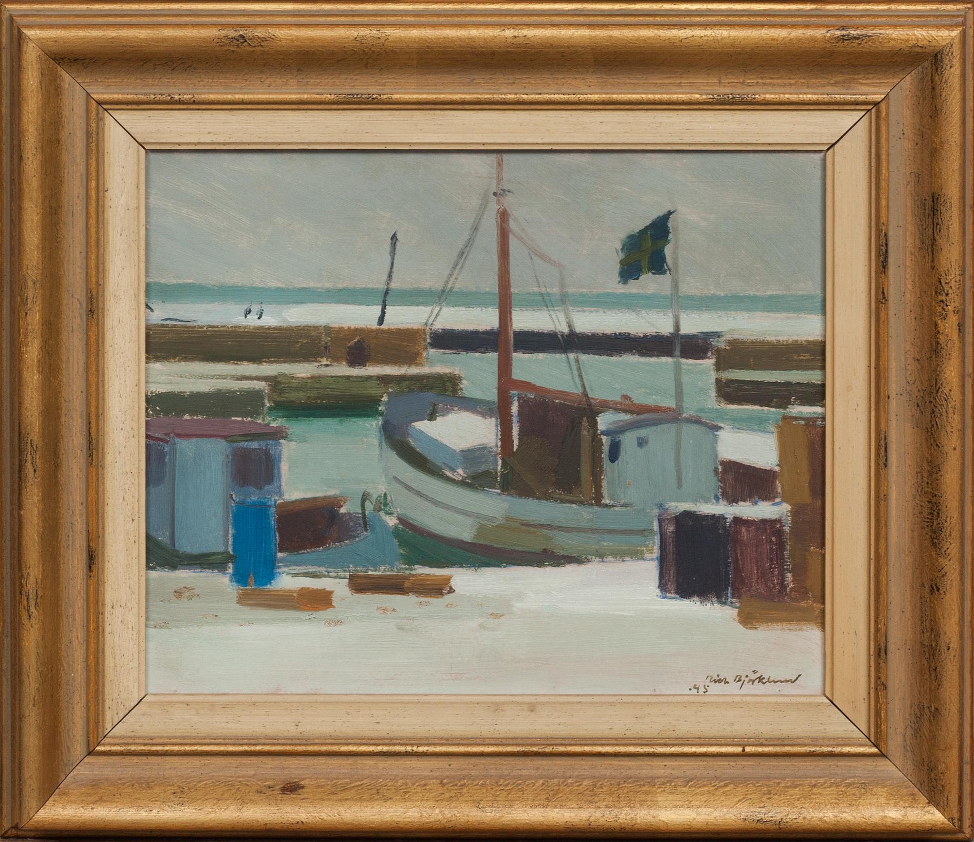 RICHARD BJÖRKLUND, olja på pannå. Signerad och daterad -45.