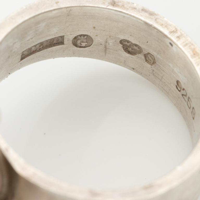 Lars Arby, three rings, sterling silver and enamel, Gothenburg 1966, 1968 and 1970.