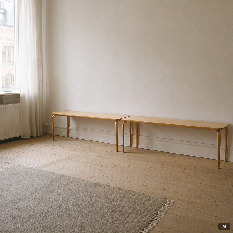 Bruno Mathsson, two 'Annika' tables, Bruno Mathsson International, Värnamo, Sweden.