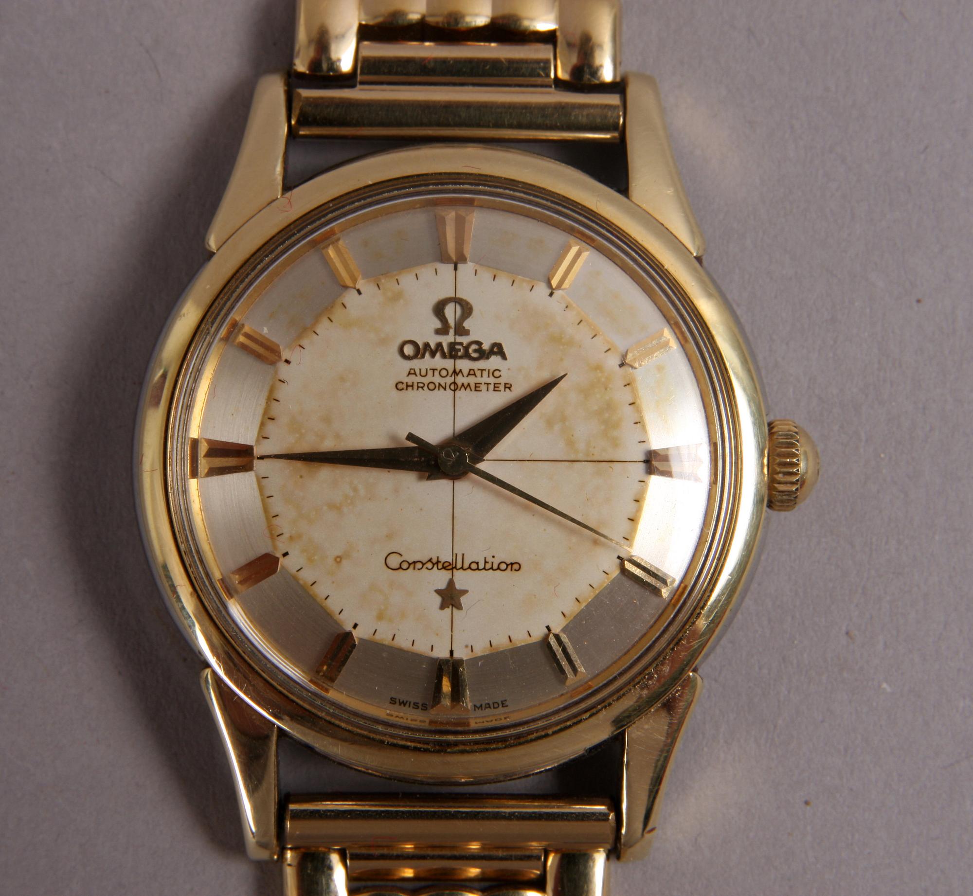 ARMBANDSUR, Omega Constellation, guld på stål.